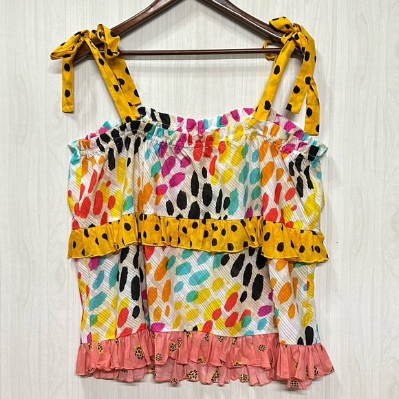 Anthropologie NWT Conditions Apply Ruffled Tie Strap Cami Sz XL - Picture 3 of 13